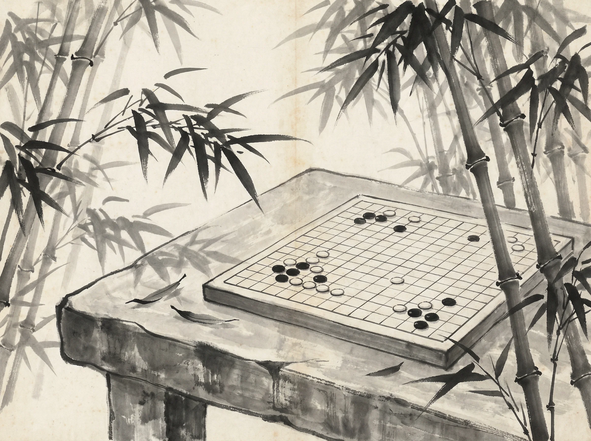 竹林棋盘上的 gg扑克 经典布局