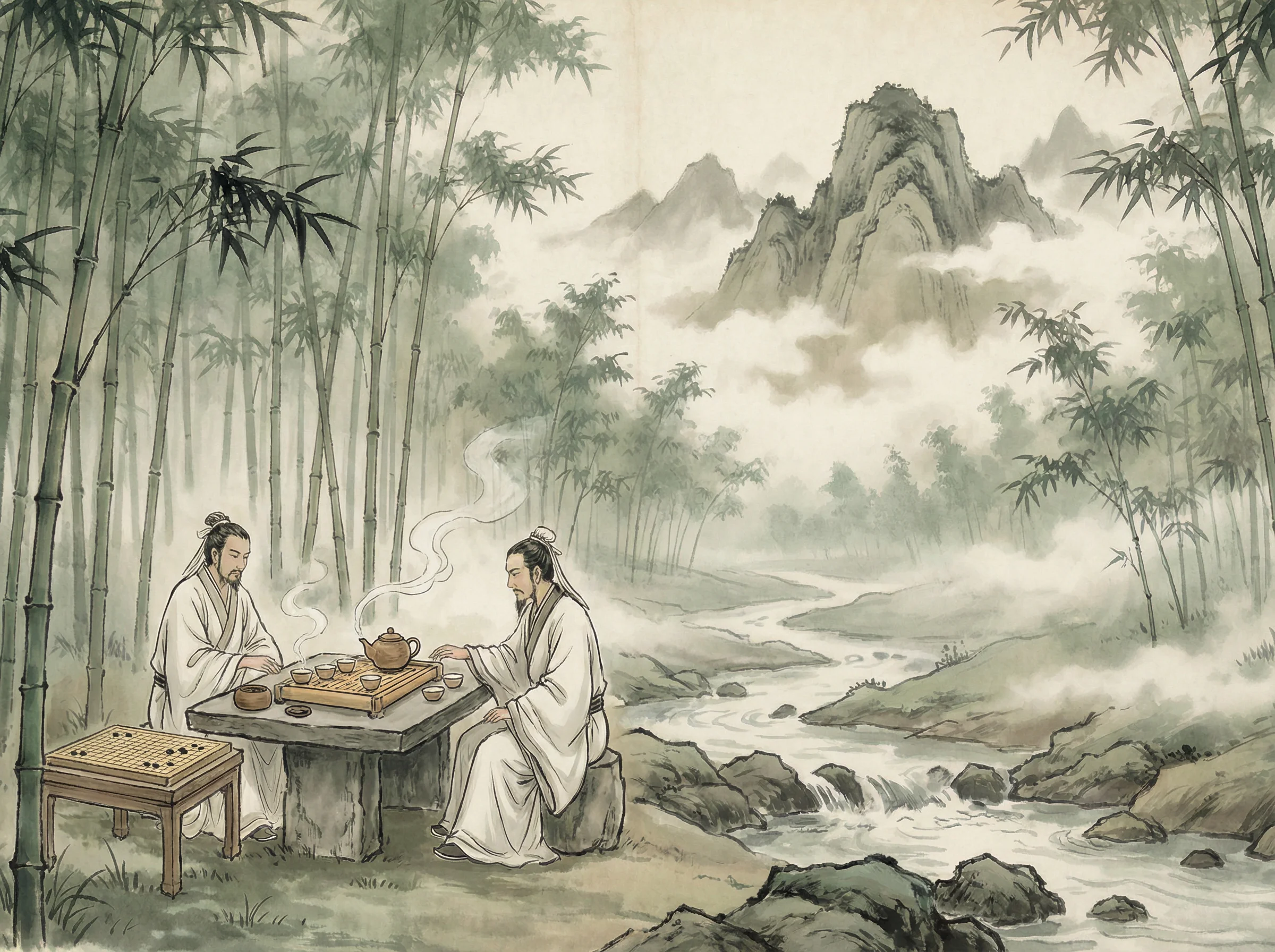 竹林中品茶对弈，体验 gg扑克 禅意生活